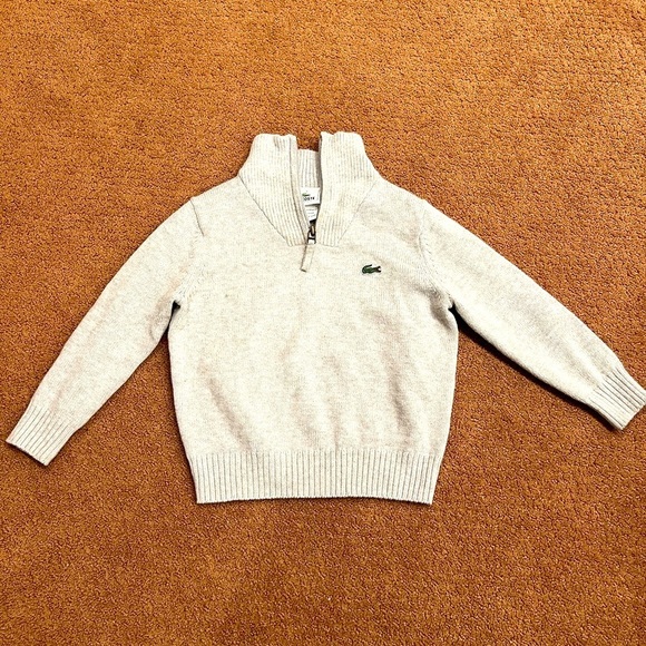 Lacoste Boys Grey Quarter Zip Wool Blend Sweater Size 4 - Picture 1 of 5